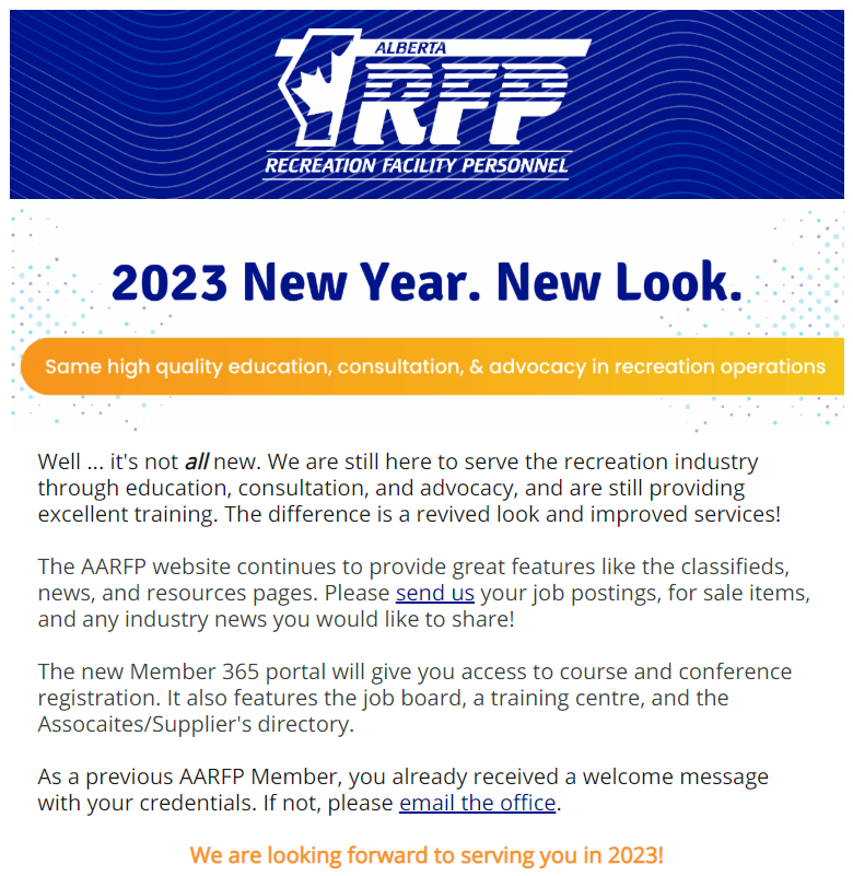 January 2023 AARFP ENews Alberta Association of Recreation